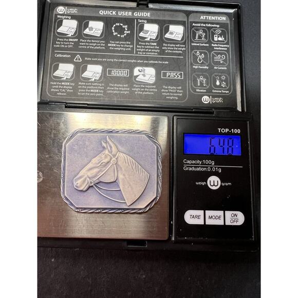 Vintage 1940’s Celluloid Horse Head Brooch/Pin Blue Square Fashion Retro 2" - Picture 10 of 10